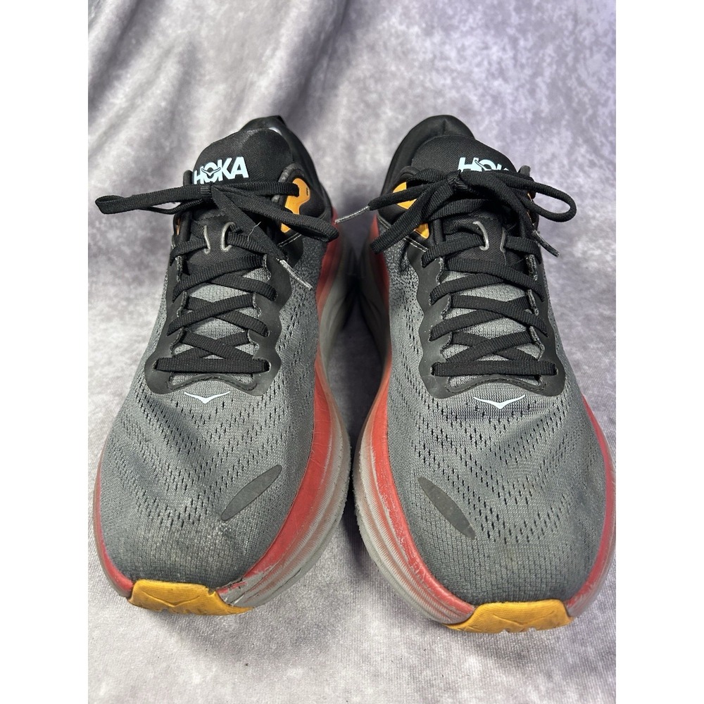 Hoka Bondi 8 Running Shoes Men's Size 12 Gray Orange Missing Insoles